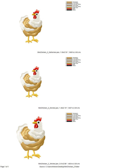 Mini Chicken Fringed Fluffy Chenille Farm Bird Machine Embroidery Designs