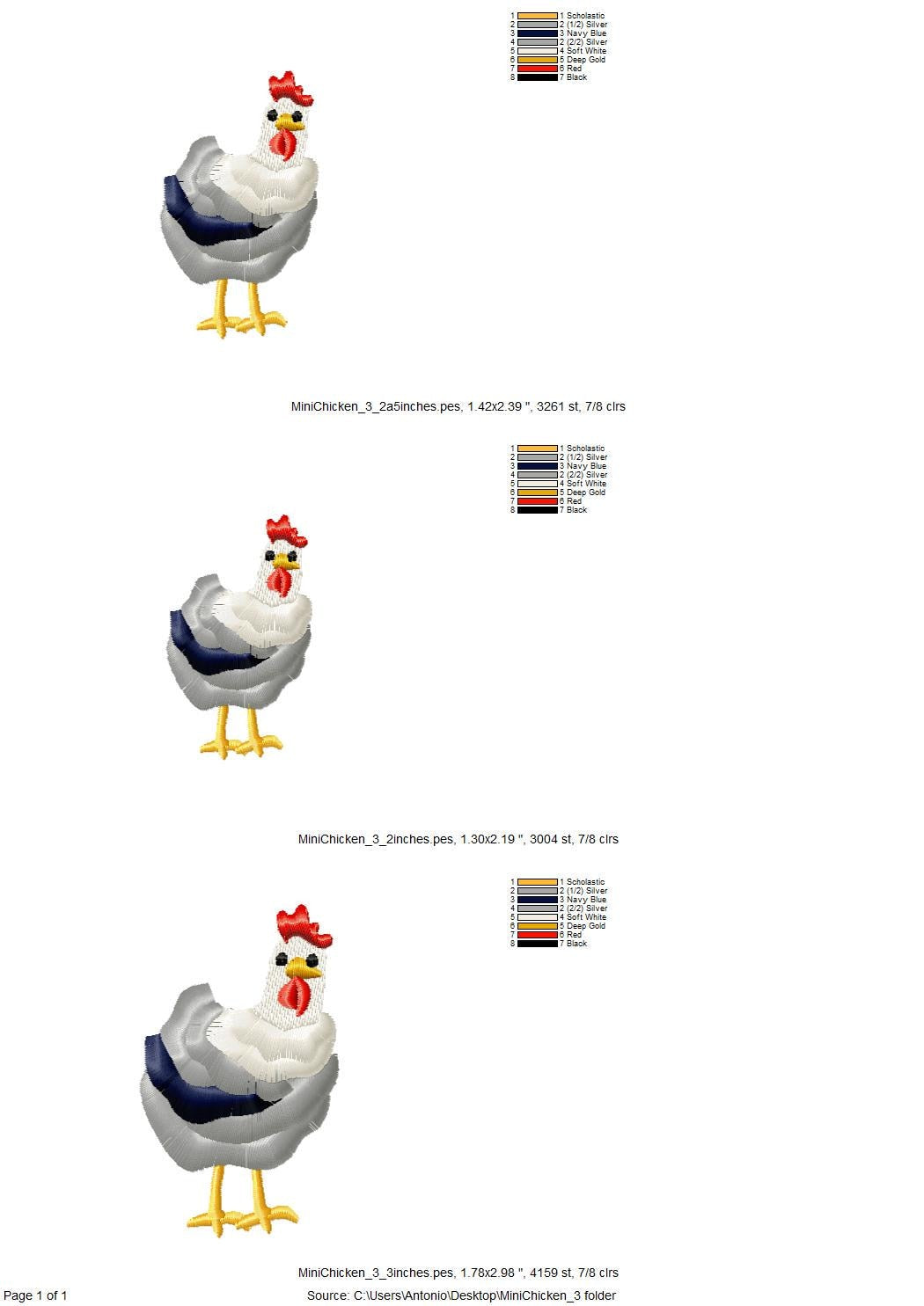 Mini Chicken Fringed Fluffy Chenille Farm Bird Machine Embroidery Design