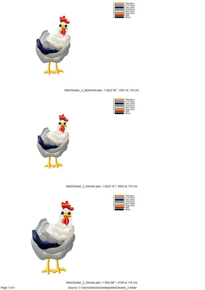 Mini Chicken Fringed Fluffy Chenille Farm Bird Machine Embroidery Design