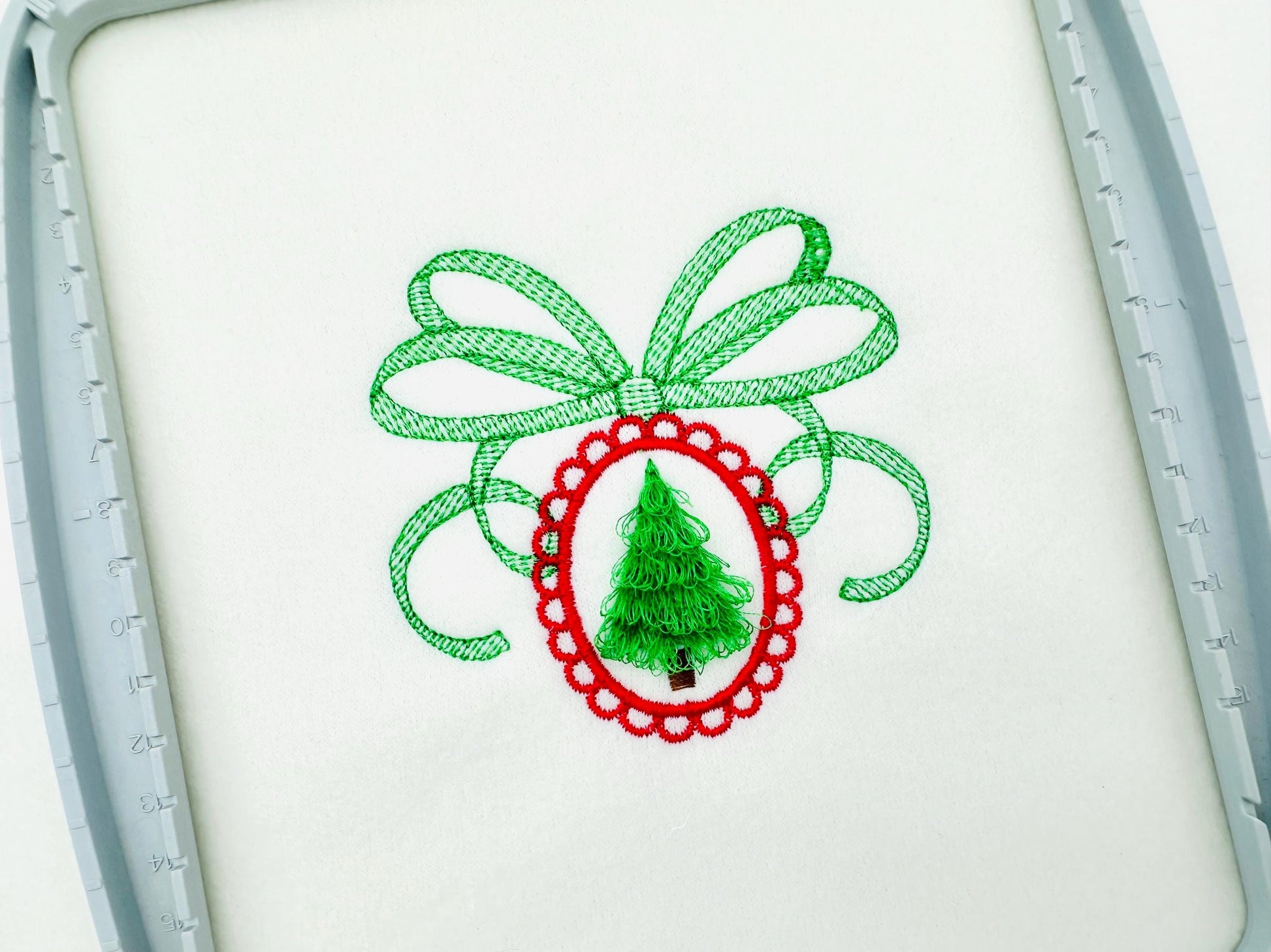 Fringed Fluffy Festive Christmas Tree in Lace Frame With Bow Fringe Chenille Pine Tree Cameo Machine Embroidery Designs Sizes 4 up to 5 Inch - Etsy