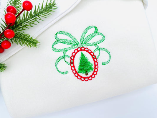 Fringed Fluffy Festive Christmas Tree in Lace Frame With Bow Fringe Chenille Pine Tree Cameo Machine Embroidery Designs Sizes 4 up to 5 Inch - Etsy