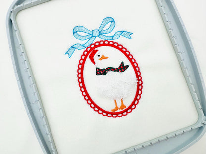 Fringed Fluffy Christmas Goose Farm Bird Lace Frame With Bow Fringe Chenille Duck Cameo Machine Embroidery Designs Sizes 4 up to 5.5 Inch - Etsy