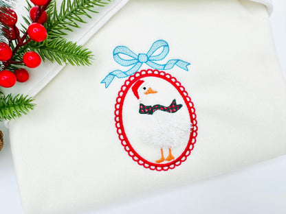 Fringed Fluffy Christmas Goose Farm Bird Lace Frame With Bow Fringe Chenille Duck Cameo Machine Embroidery Designs Sizes 4 up to 5.5 Inch - Etsy