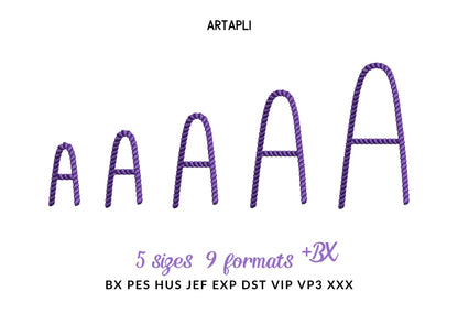 Mini Thin Rope stitch FONT Cowboy lasso textured Alphabet Monogram Machine Embroidery Designs handwritten script