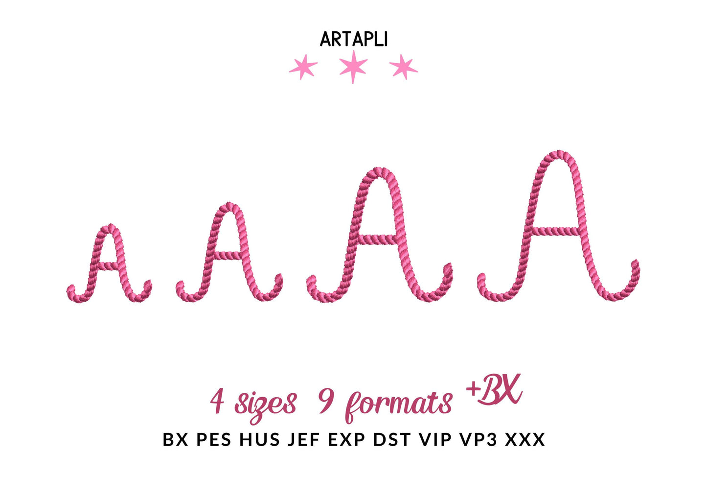 Mini Rope stitch FONT Whimsy Cowboy rodeo textured Alphabet Monogram Machine Embroidery Designs handwritten letters