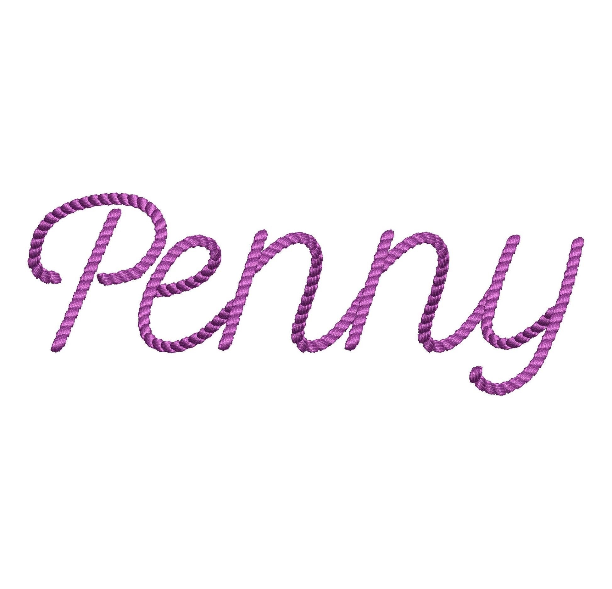 Mini Rope stitch FONT Penny Cowboy Cowgirl textured Alphabet Monogram Machine Embroidery Designs handwritten letters