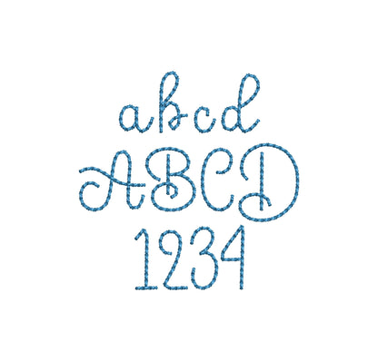 Handwritten script FONT Moon Bean Alphabet Monogram raised bean stitch kids baby machine embroidery designs mini sizes 0.6 up to 1.6 inch BX