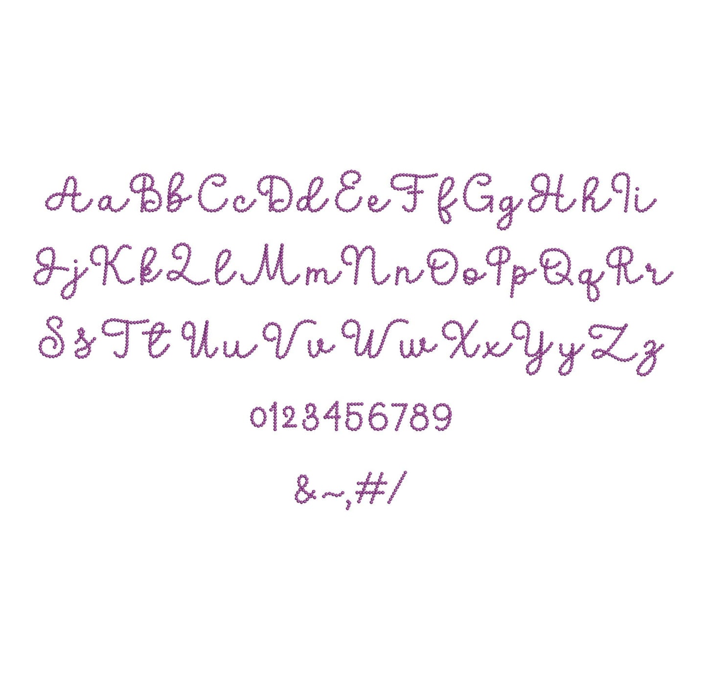 Pearl stitch FONT Bubbly Pearl handwritten script Alphabet Monogram machine embroidery designs kids girls name sizes 1 up to 2 inch, BX