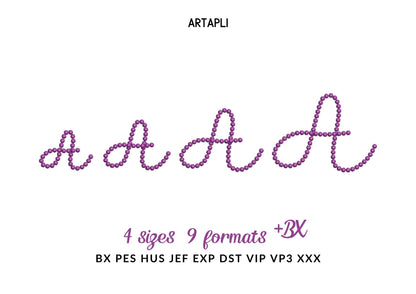 Pearl stitch FONT Bubbly Pearl handwritten script Alphabet Monogram machine embroidery designs kids girls name sizes 1 up to 2 inch, BX