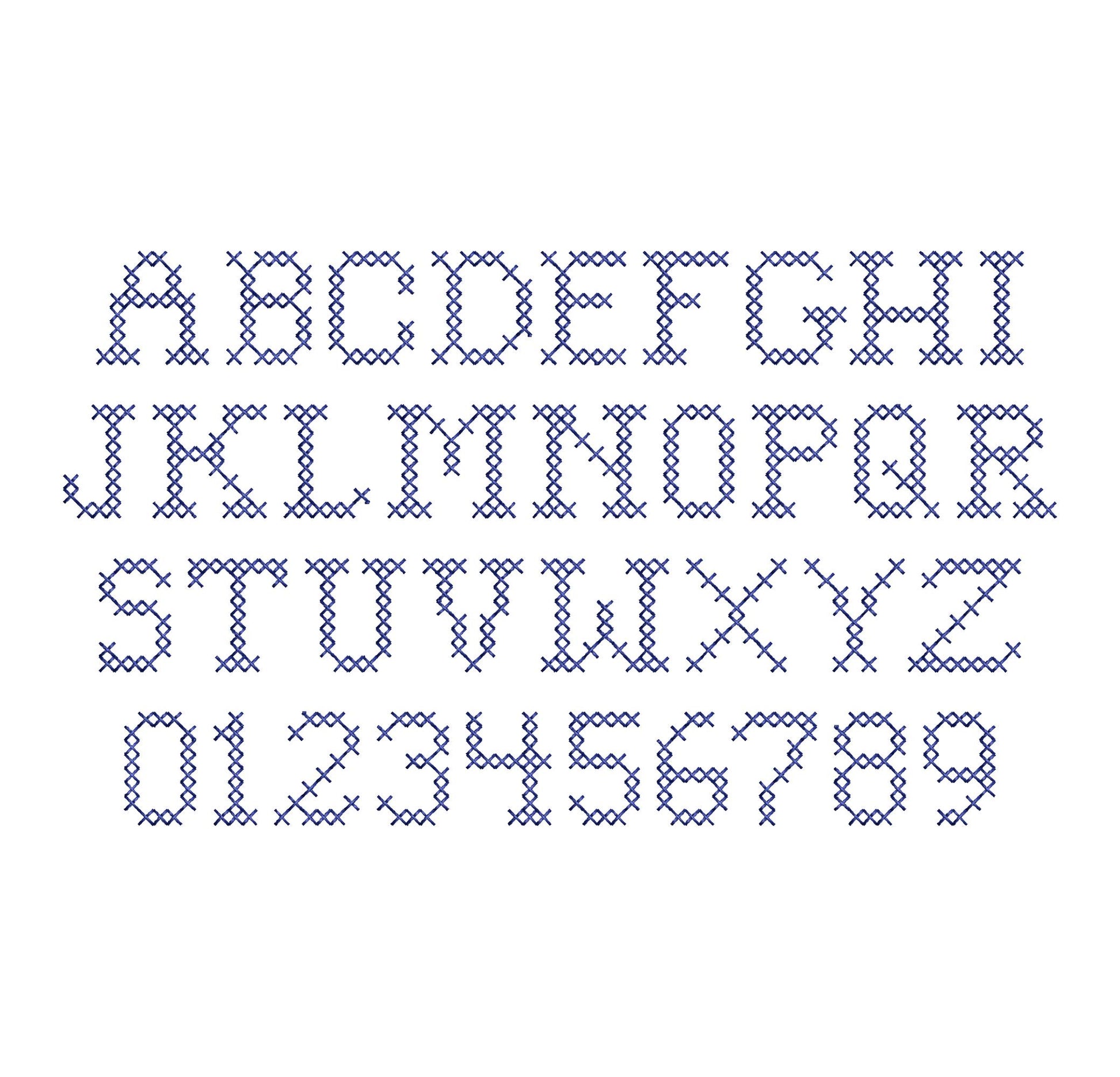 Cross Stitch FONT Cottage Cross machine embroidery designs Alphabet Monogram