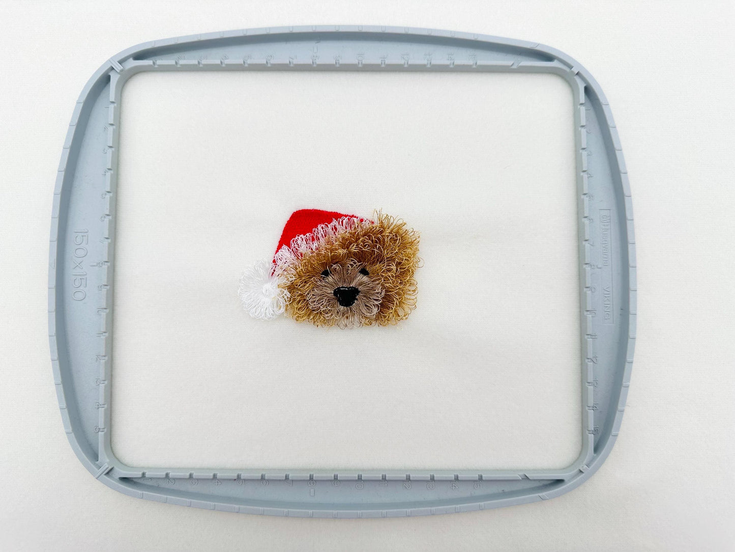 Mini Bear Dan With Santa Hat Fringed Fluffy Chenille Teddy Bear Small Sizes Machine Embroidery Designs Christmas Animal Kids Boys Design