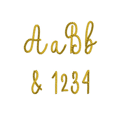 Narrow Mini Rope stitch FONT Burlap Rope textured Alphabet Monogram Machine Embroidery Designs script Cowboy Font mini sizes 1 up to 2 inch