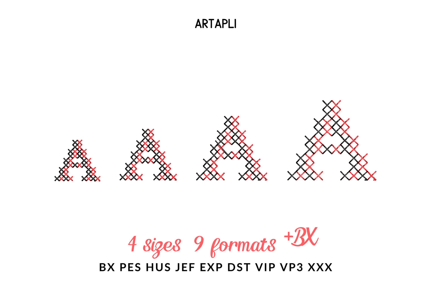 Cross Stitch Shadow FONT Cristella machine embroidery designs Alphabet Monogram