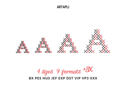 Cross Stitch Shadow FONT Cristella machine embroidery designs Alphabet Monogram