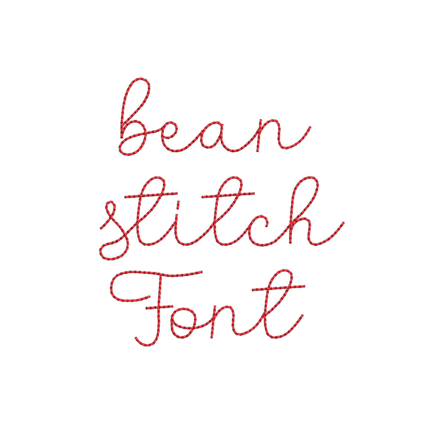 Handwritten script FONT Bunny Bean Alphabet Monogram bean stitch machine embroidery designs letters numbers assorted sizes 1 to 1.9 inch BX