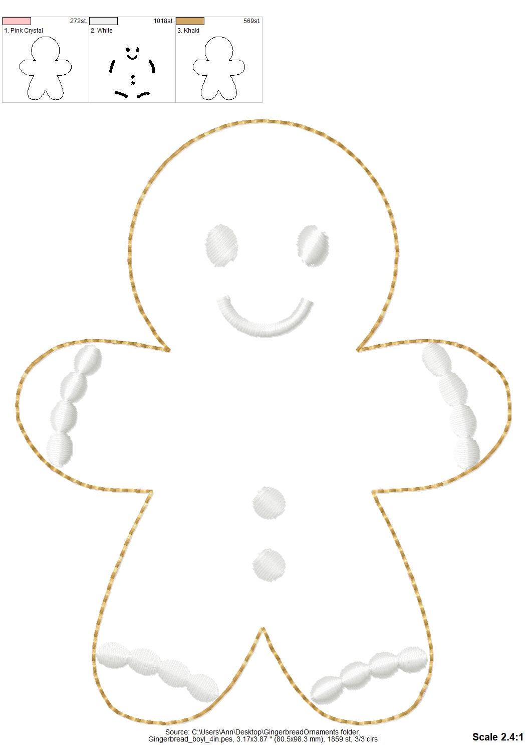 Gingerbread Man Girl SET of 2 types feltie and Mini FONT Christmas Ginger Cookie Ornament