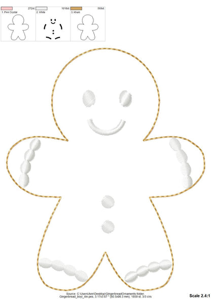 Gingerbread Man Girl SET of 2 types feltie and Mini FONT Christmas Ginger Cookie Ornament