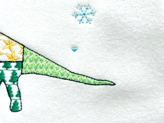 Christmas Brachiosaurus Stego Patchwork patterned Jurassic Dinosaur silhouette outline kids machine embroidery