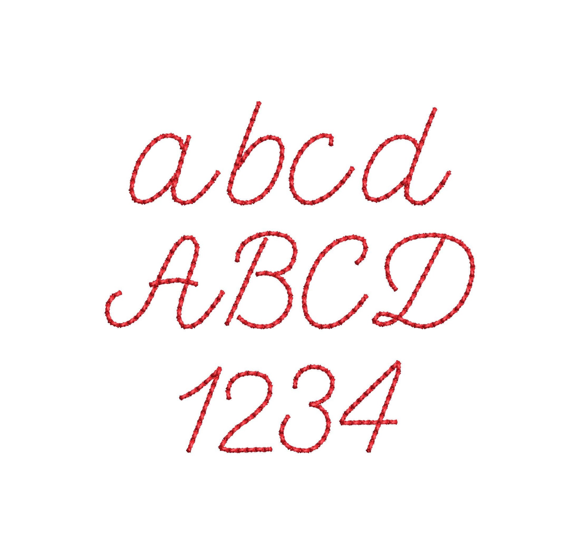 Handwritten script FONT Petit raised bean stitch Alphabet Monogram machine embroidery designs kids baby