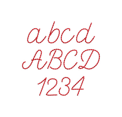 Handwritten script FONT Petit raised bean stitch Alphabet Monogram machine embroidery designs kids baby
