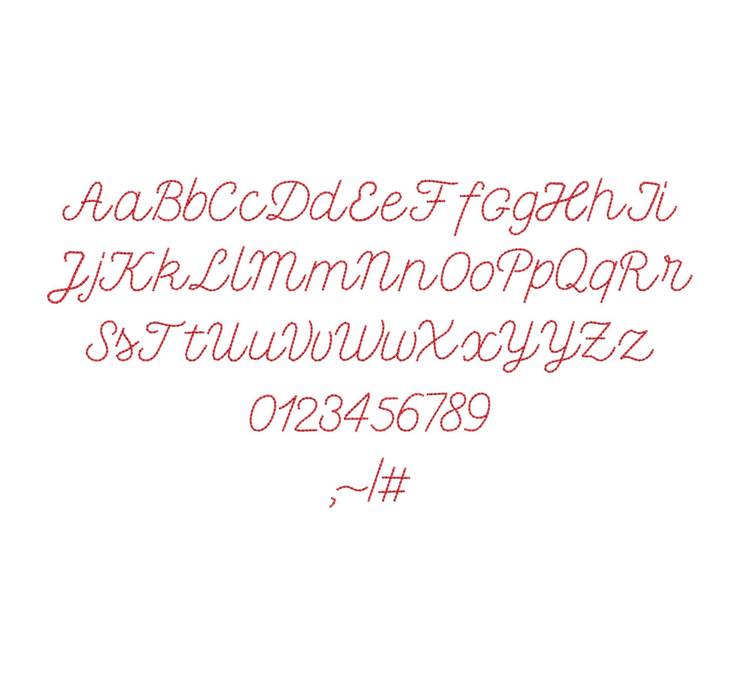 Handwritten script FONT Petit raised bean stitch Alphabet Monogram machine embroidery designs kids baby