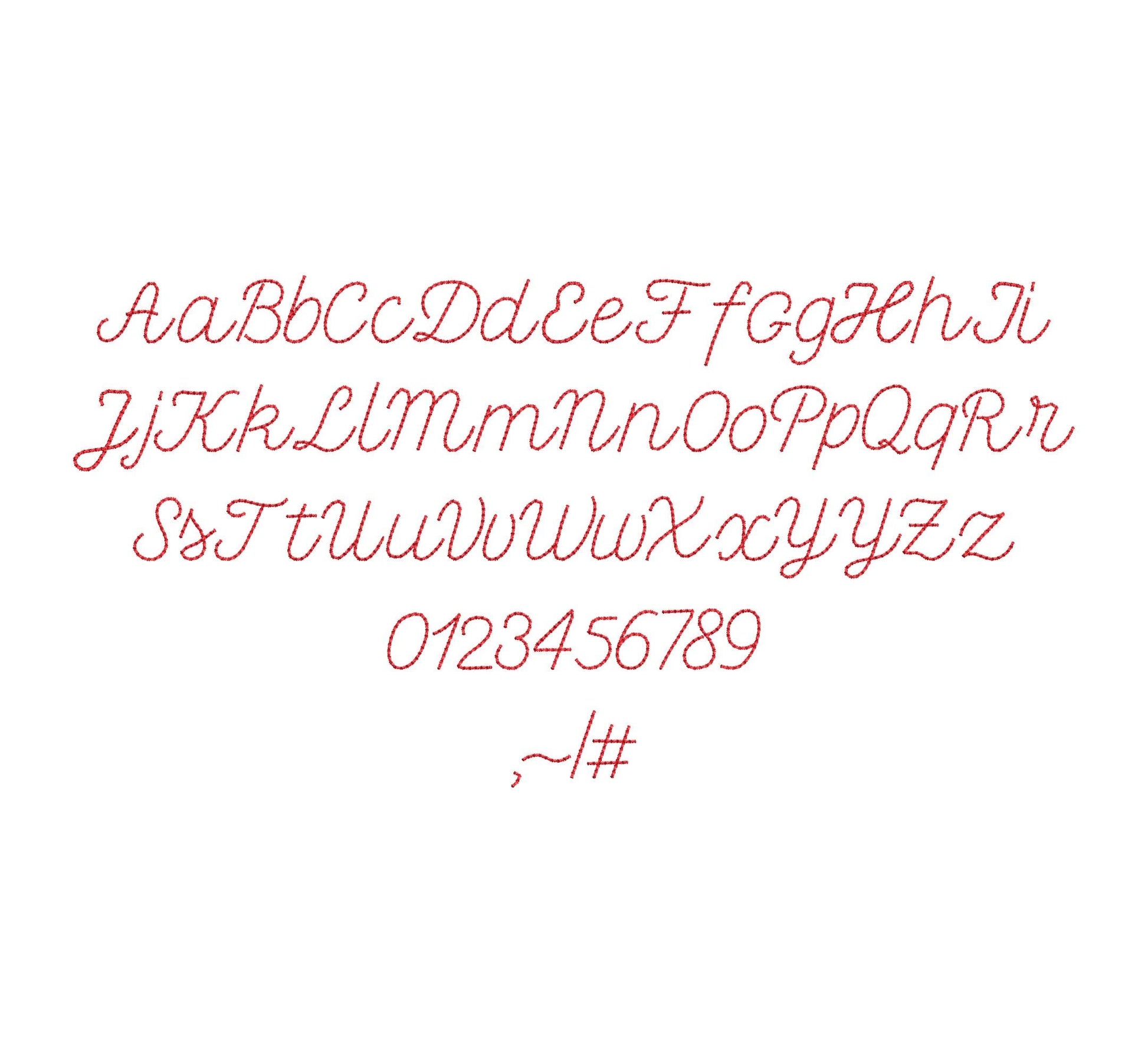Handwritten script FONT Petit raised bean stitch Alphabet Monogram machine embroidery designs kids baby