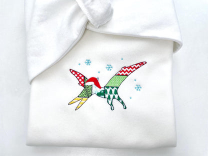 Christmas Pterodactyl Blaze Patchwork patterned Jurassic Dinosaur silhouette outline kids boys machine embroidery design