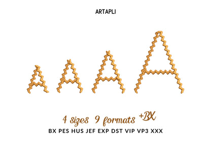 Wild and Wavy RicRac Font machine embroidery designs Block Monogram Alphabet