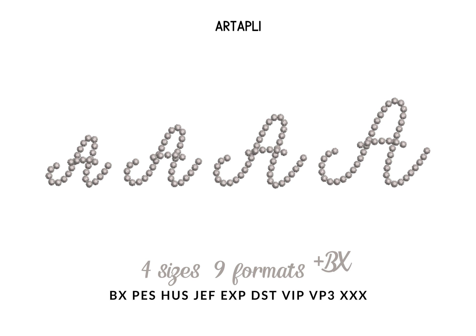 Petit Pearl FONT handwritten script Alphabet Monogram pearl stitch machine embroidery designs kids girls name mini sizes 0.9 up to 1.6 inch