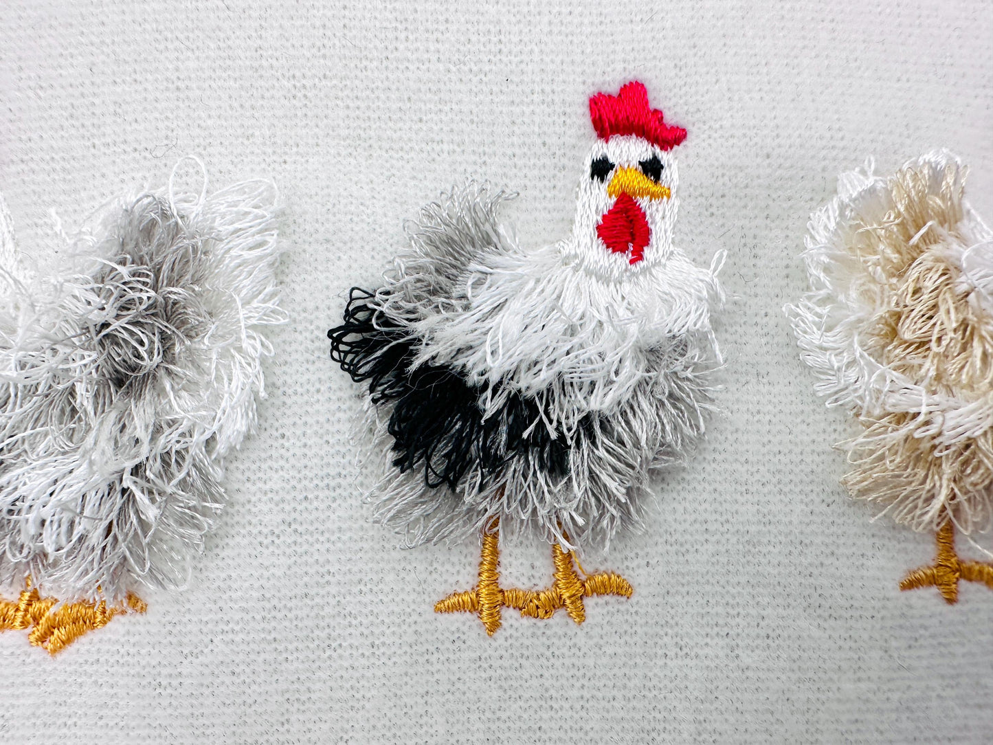 Mini Chicken Fringed Fluffy Chenille Farm Bird Machine Embroidery Design