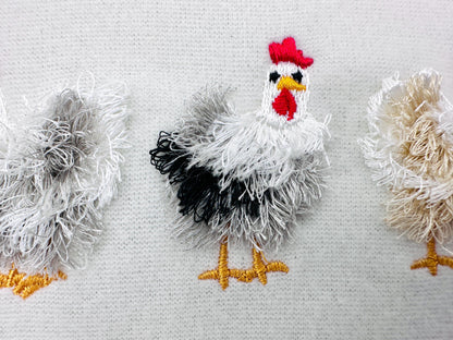 Mini Chicken Fringed Fluffy Chenille Farm Bird Machine Embroidery Design