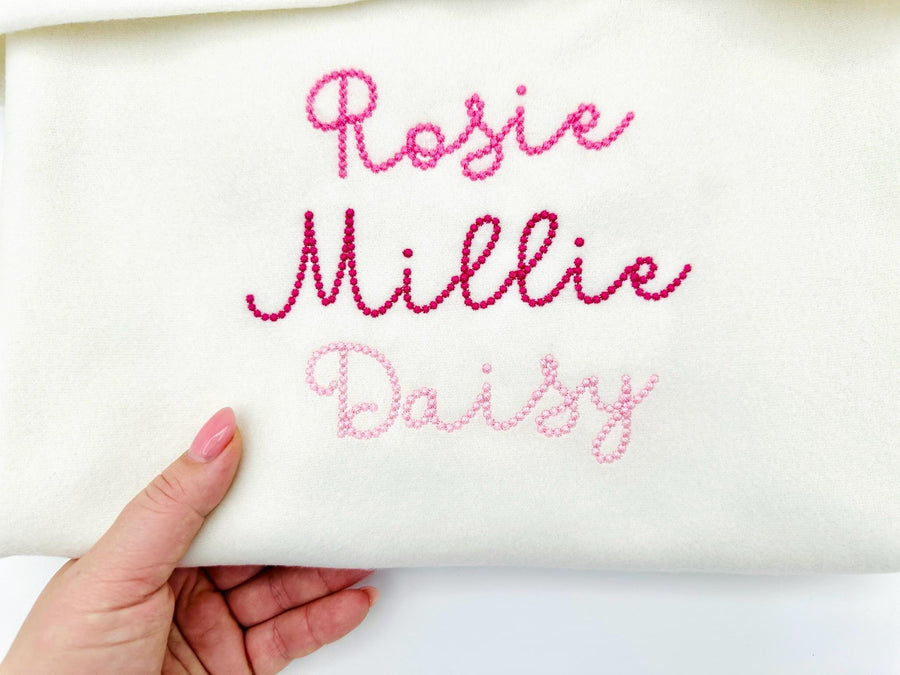 Pearl stitch FONT Bubbly Pearl handwritten script Alphabet Monogram machine embroidery designs kids girls name sizes 1 up to 2 inch, BX