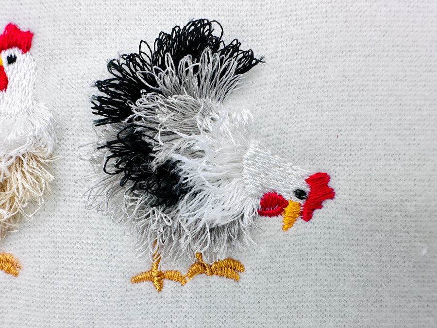 Mini Chicken Fringed Fluffy Chenille Farm Bird Machine Embroidery Designs Fringe Fur Chickens Design Mini Sizes 2 and 3 Inch Cute Add-on 1 - Etsy