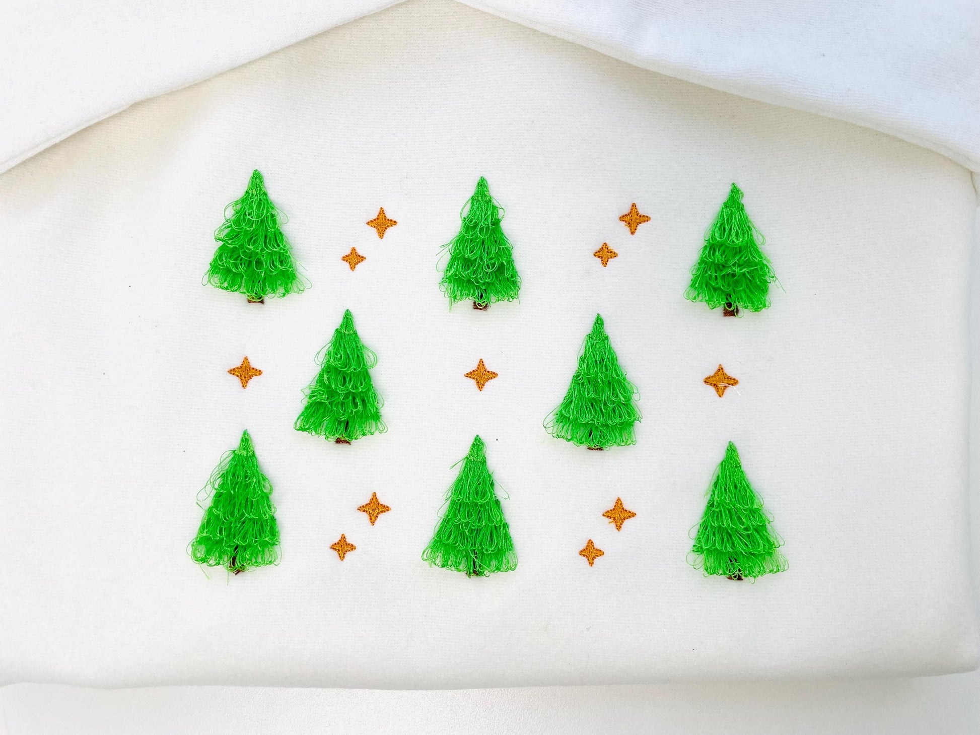 MINI Fringed Fluffy Christmas Tree SET of 4 Machine Embroidery Design