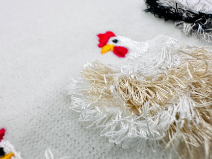 Mini Chicken Fringed Fluffy Chenille Farm Bird Machine Embroidery Designs