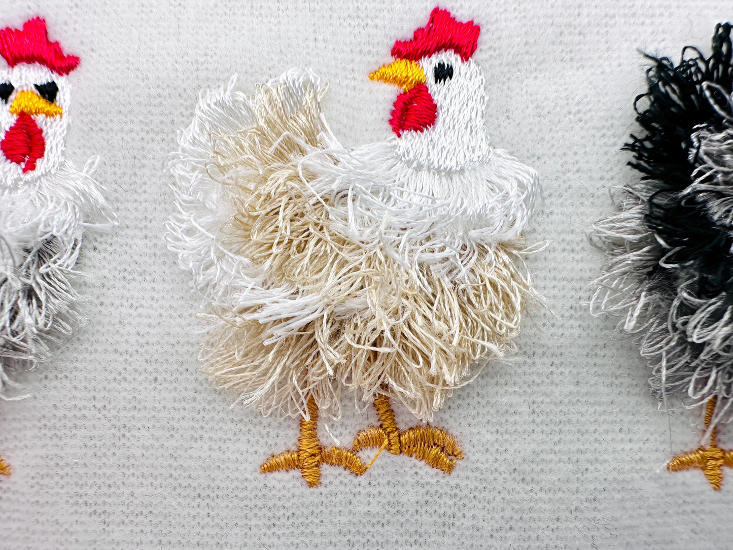 Mini Chicken Fringed Fluffy Chenille Farm Bird Machine Embroidery Designs