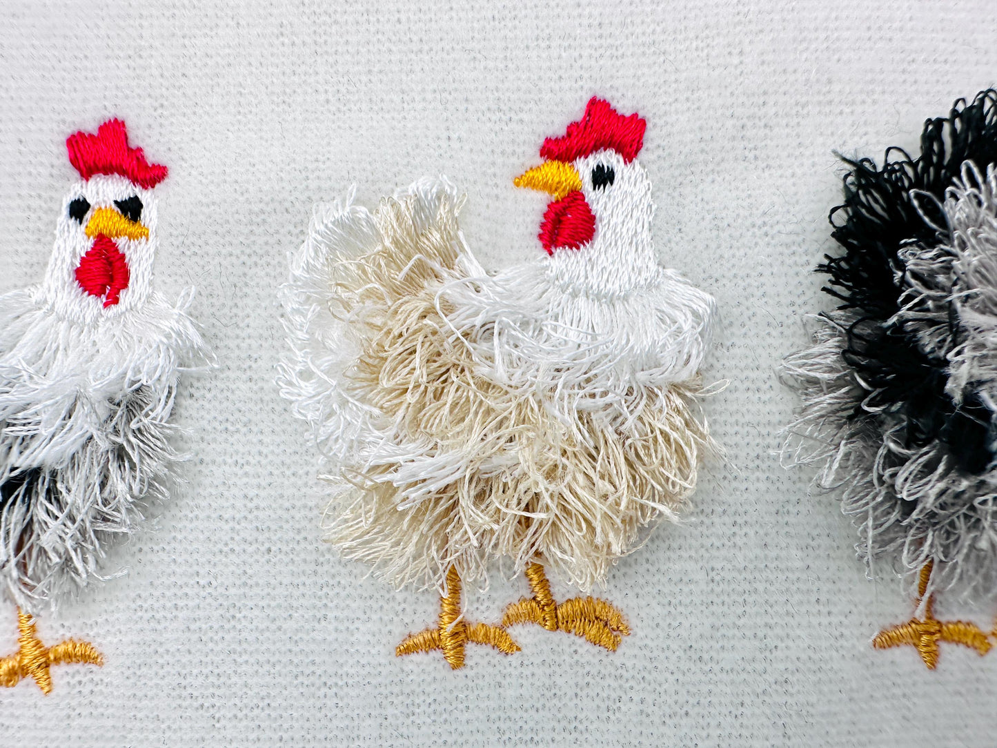 Mini Chicken Fringed Fluffy Chenille Farm Bird Machine Embroidery Designs
