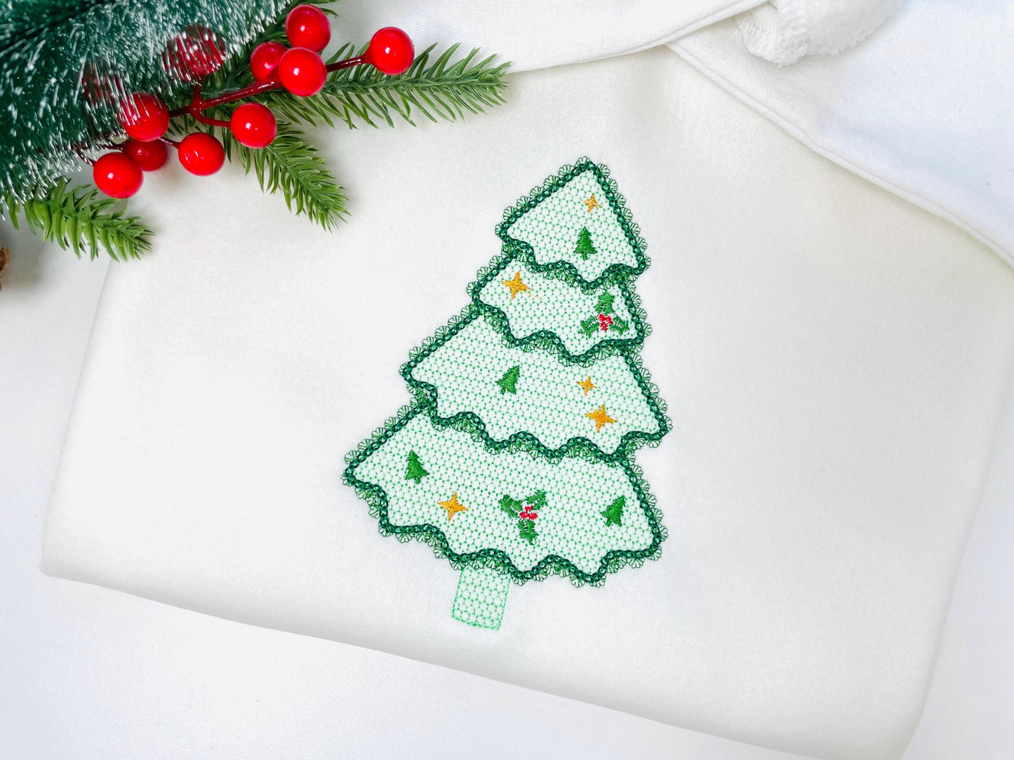 Floral Christmas Tree lace effect and awesome lace edge machine embroidery designs for hoop 5x7 6x10 8x8 sweet home decoration