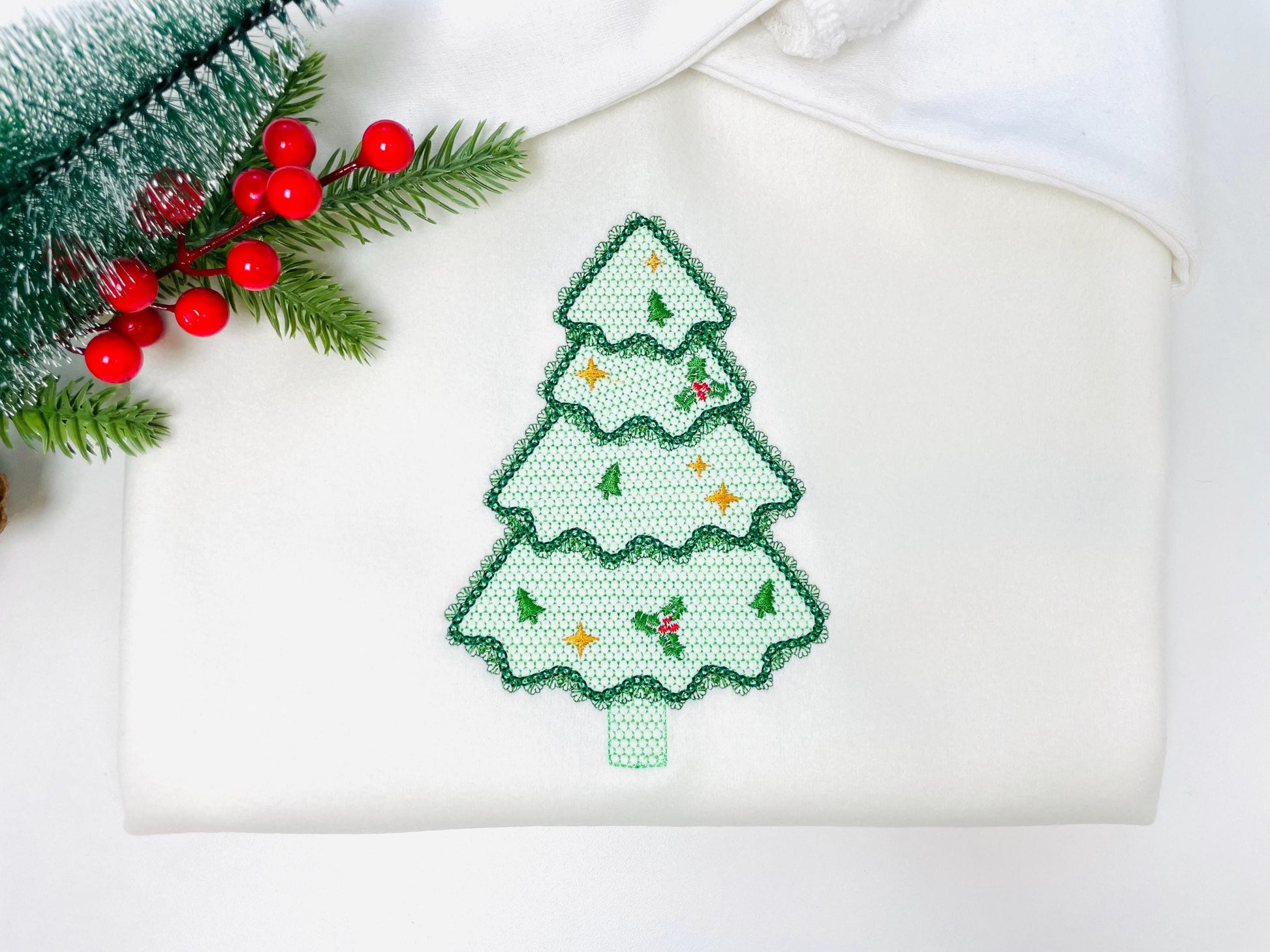 Floral Christmas Tree lace effect and awesome lace edge machine embroidery designs for hoop 5x7 6x10 8x8 sweet home decoration