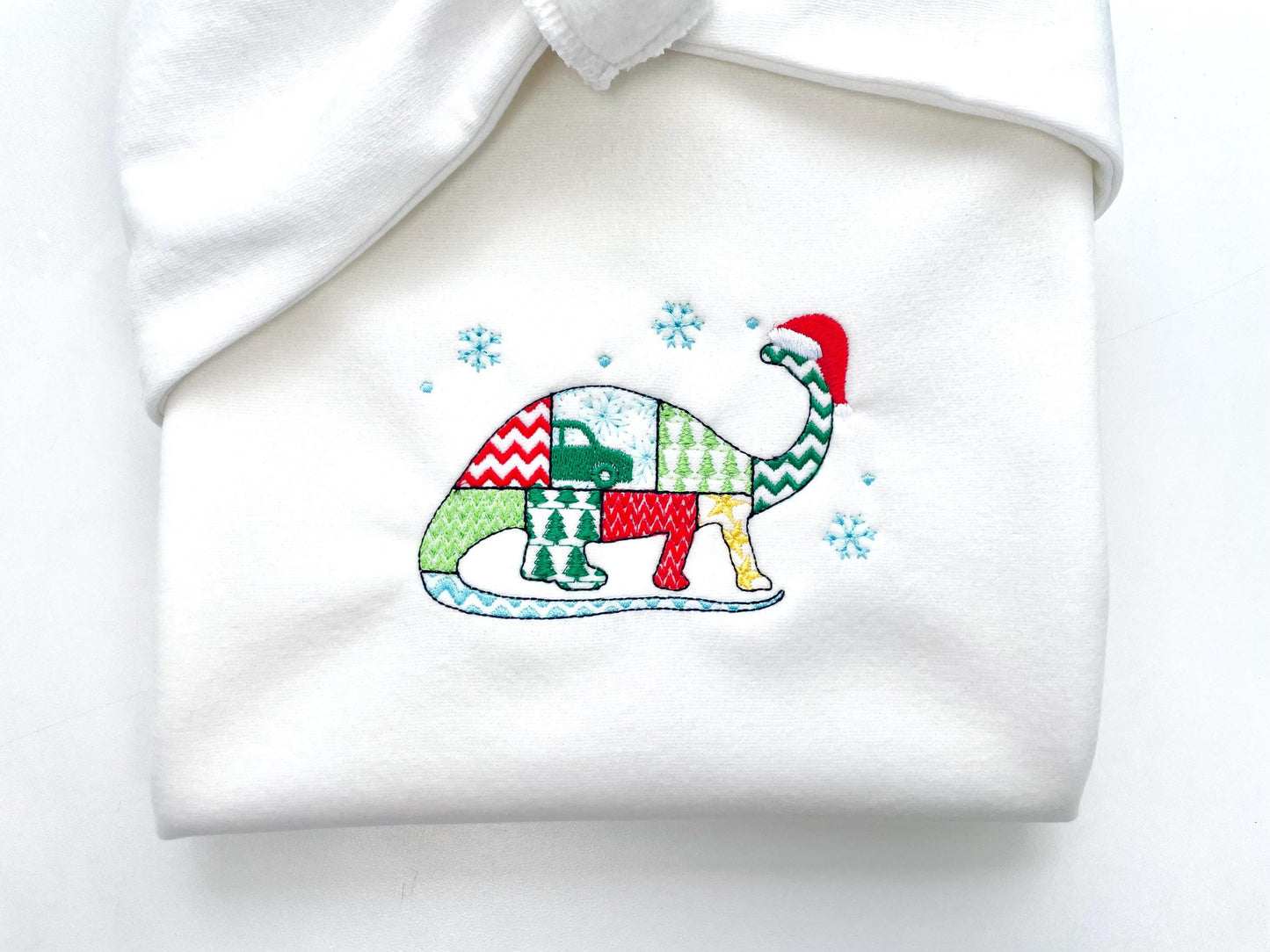 Christmas Apatosaurus Kiwi Jurassic Dinosaur Patchwork patterned silhouette outline kids machine embroidery designs