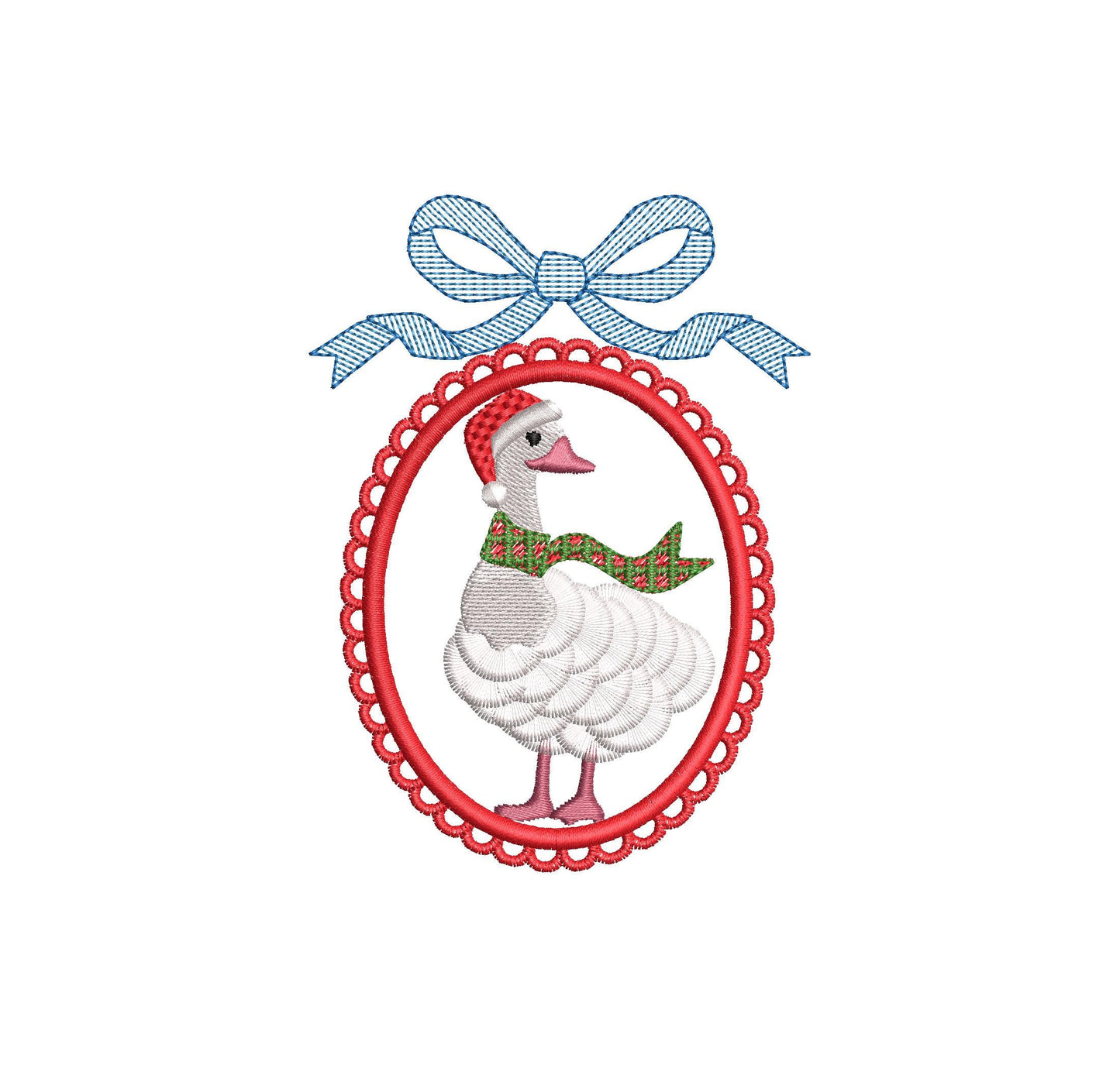 Fringed Fluffy Christmas Goose Farm Bird Lace Frame With Bow Fringe Chenille Duck Cameo Machine Embroidery Designs Sizes 4 up to 5.5 Inch - Etsy