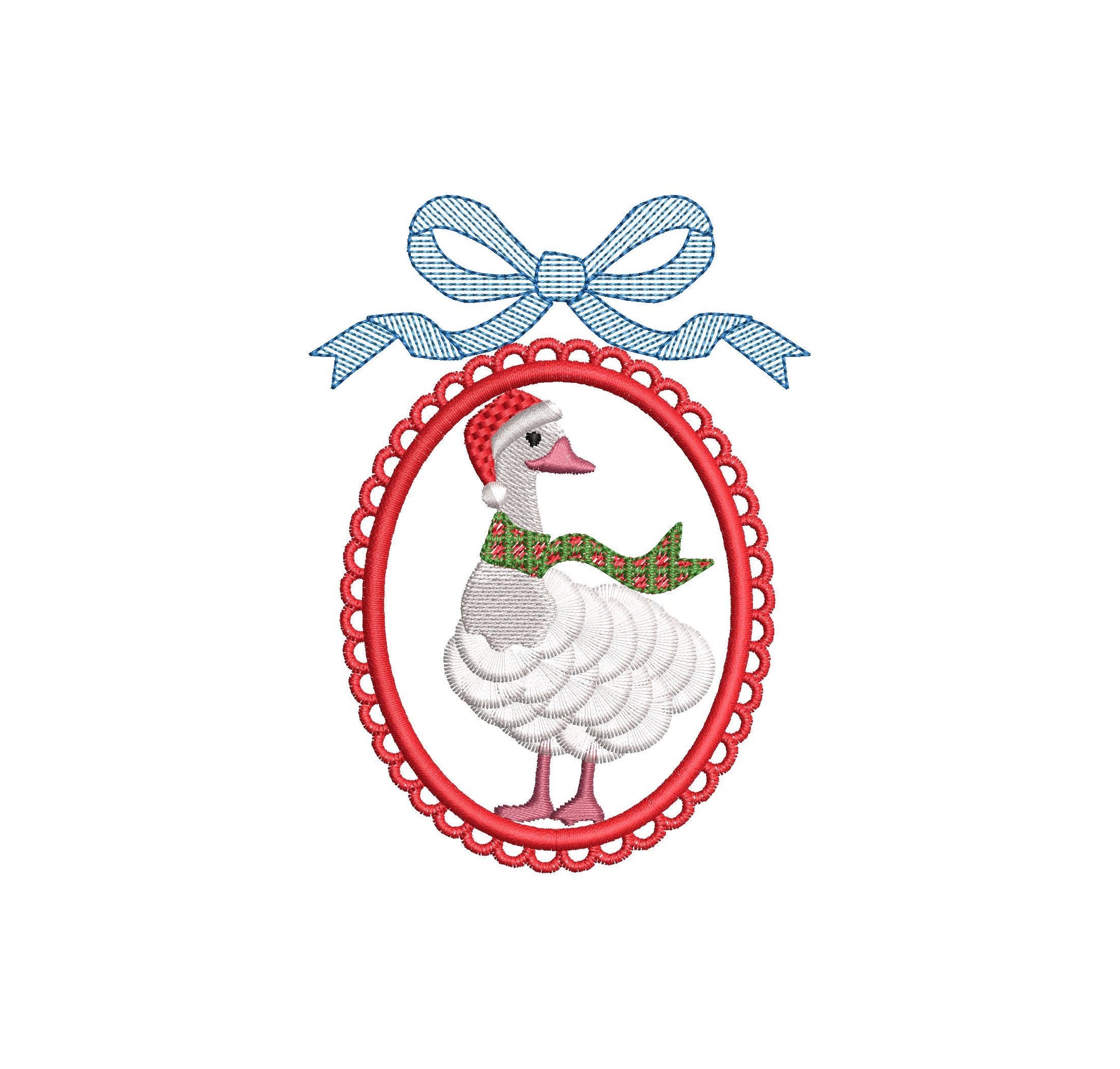 Fringed Fluffy Christmas Goose Farm Bird Lace Frame With Bow Fringe Chenille Duck Cameo Machine Embroidery Designs Sizes 4 up to 5.5 Inch - Etsy