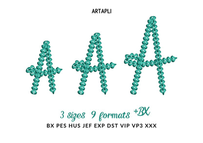 Extra Bold Chain stitch FONT Whisker handwritten alphabet machine embroidery designs monogram knit sweater effect sizes 2.4 up to 3.5 inch