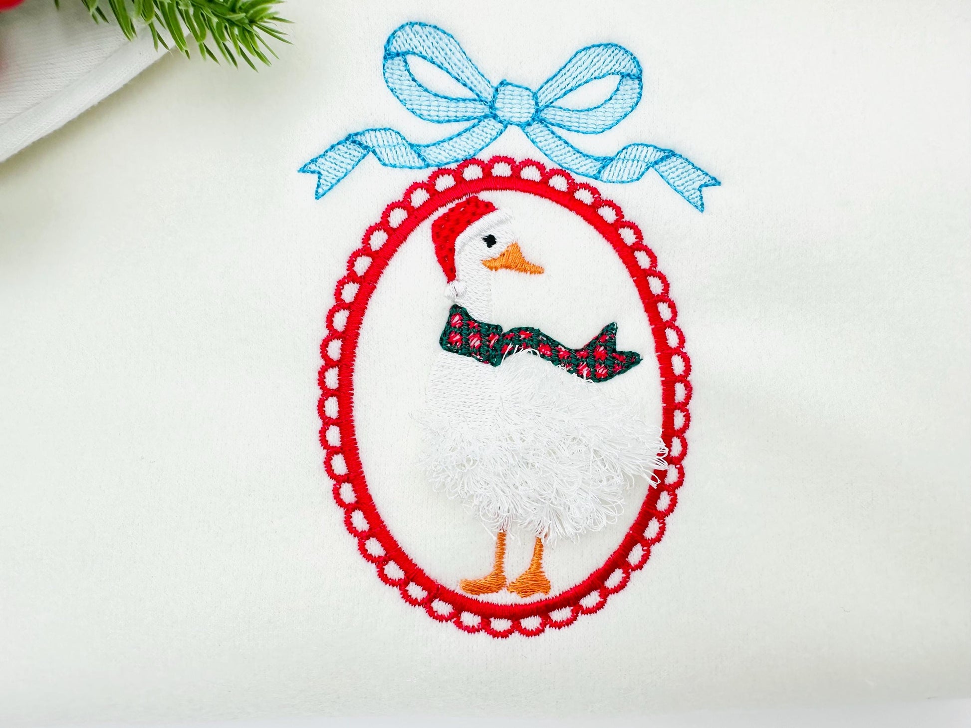 Fringed Fluffy Christmas Goose Farm Bird Lace Frame With Bow Fringe Chenille Duck Cameo Machine Embroidery Designs Sizes 4 up to 5.5 Inch - Etsy