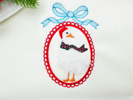 Fringed Fluffy Christmas Goose Farm Bird Lace Frame With Bow Fringe Chenille Duck Cameo Machine Embroidery Designs Sizes 4 up to 5.5 Inch - Etsy