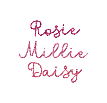 Pearl stitch FONT Bubbly Pearl handwritten script Alphabet Monogram machine embroidery designs kids girls name sizes 1 up to 2 inch, BX