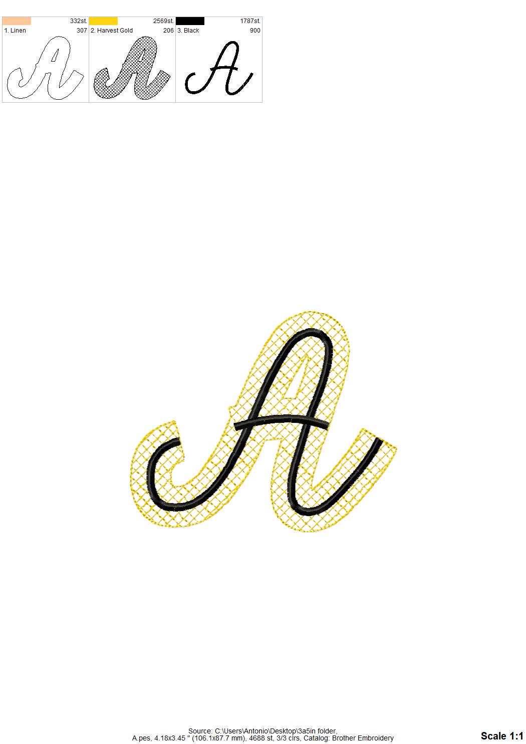 HTV vinyl satin stitch script FONT Glitter Silk glitter layer applique machine embroidery design