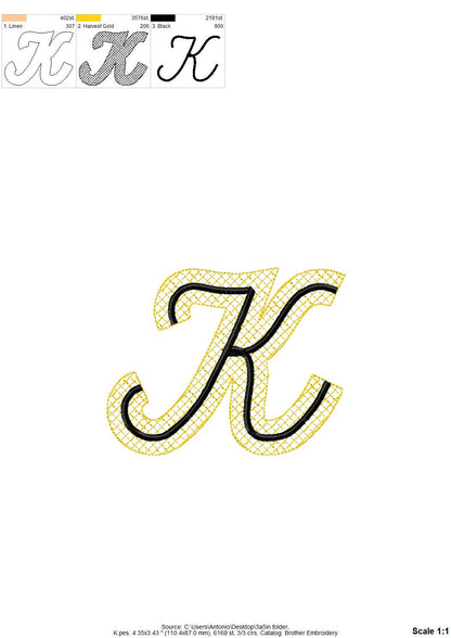 HTV vinyl satin stitch script FONT Glitter Silk glitter layer applique machine embroidery design
