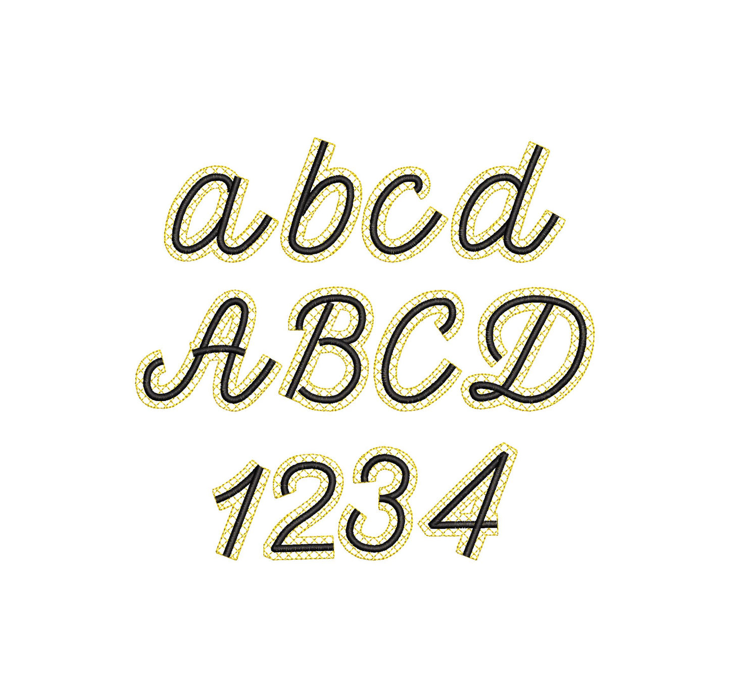 HTV vinyl satin stitch script FONT Glitter Silk glitter layer applique machine embroidery design