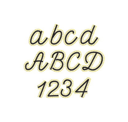 HTV vinyl satin stitch script FONT Glitter Silk glitter layer applique machine embroidery design